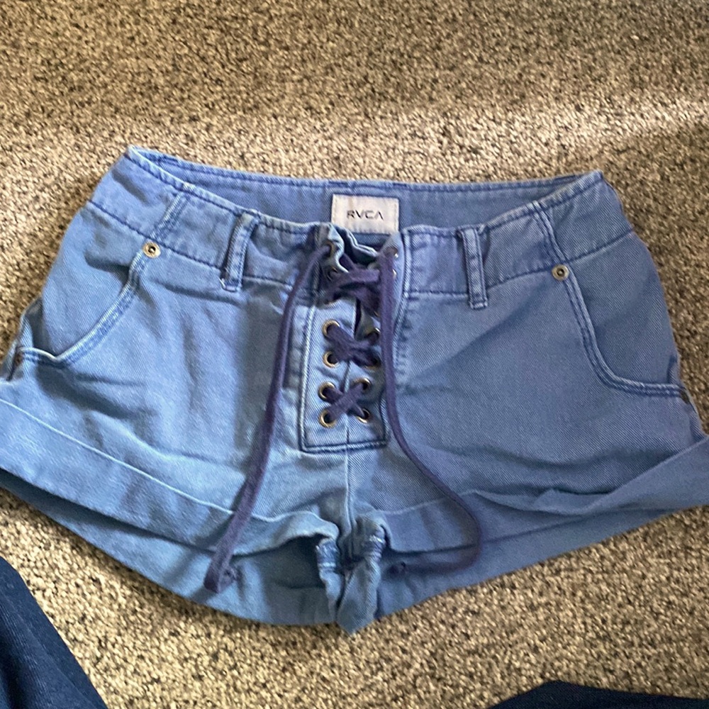 RVCA Blue Denim Short Shorts, Size 25, In Great Condition